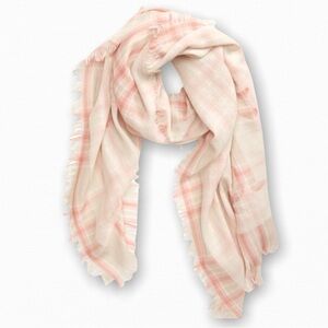 Tory Burch Pink and White Plaid Scarf